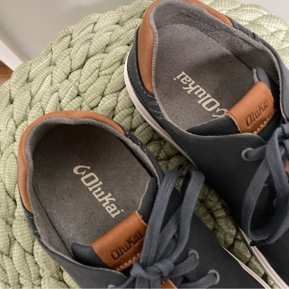 Olukai Lae 'Ahi Li Men Charcoal Gray Lace Up Slip On Sneakers - Picture 6 of 10